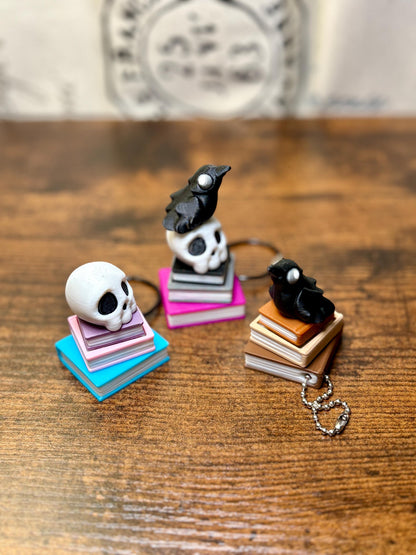 Custom Built "Dark Academia" Fidget Clicker - Book Stack with Skull & Raven!