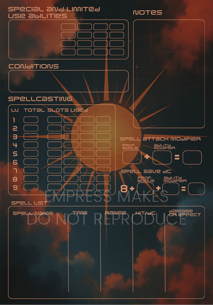 Space Themed Character Sheet for D&D 5e - PDF