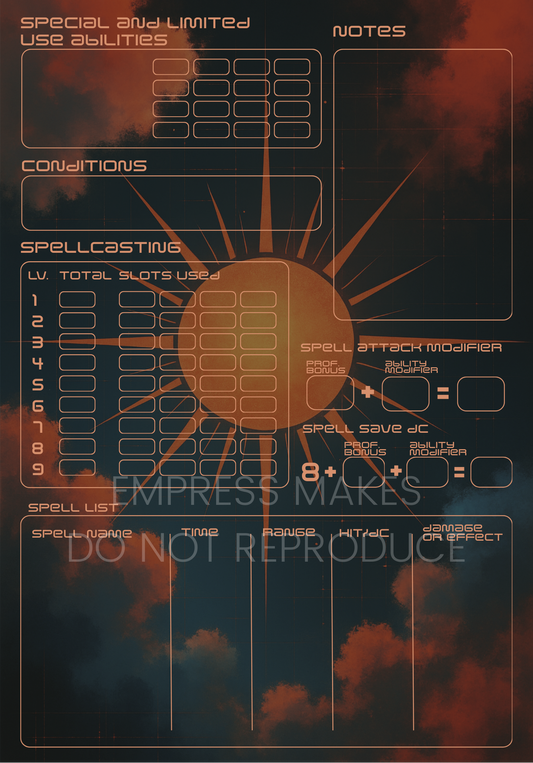 Space Themed Character Sheet for D&D 5e - PDF