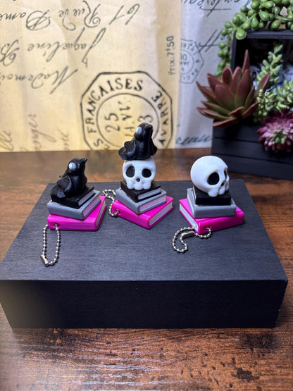 Custom Built "Dark Academia" Fidget Clicker - Book Stack with Skull & Raven!