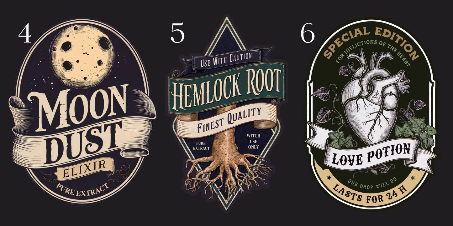 Large Apothecary Label Stickers | Bottle Labels for Potions | Halloween Stickers