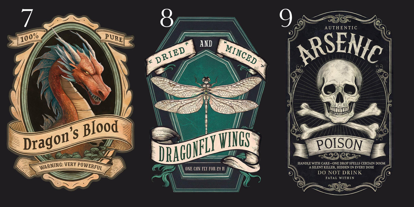 Large Apothecary Label Stickers | Bottle Labels for Potions | Halloween Stickers