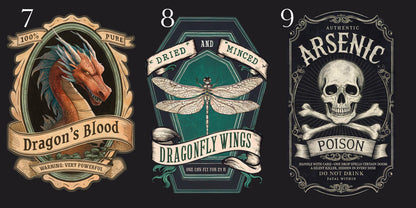 Large Apothecary Label Stickers | Bottle Labels for Potions | Halloween Stickers