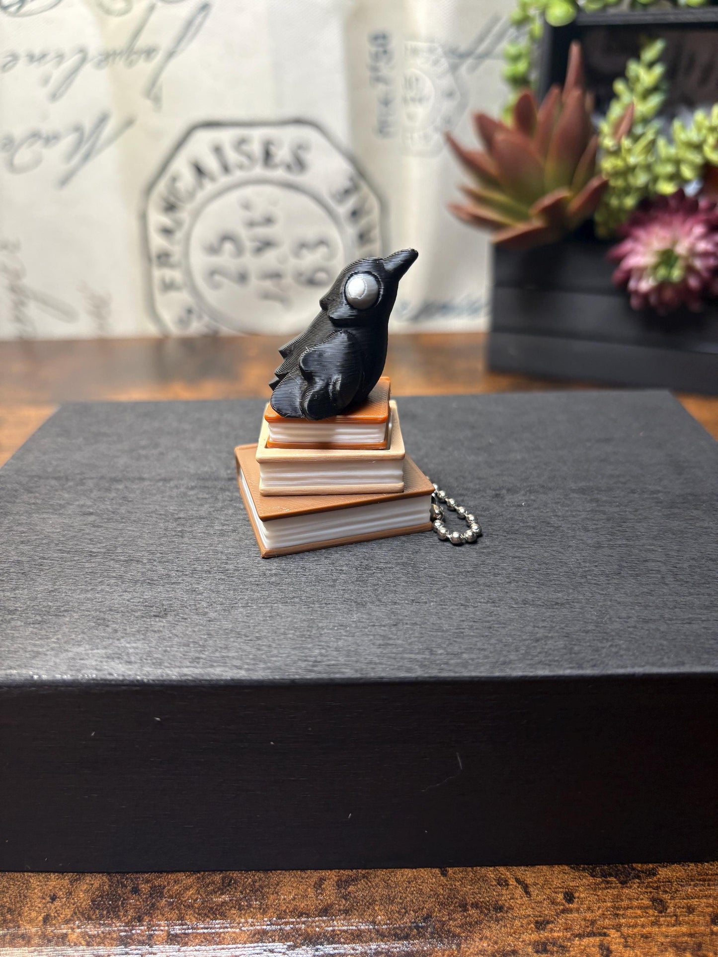 Custom Built "Dark Academia" Fidget Clicker - Book Stack with Skull & Raven!