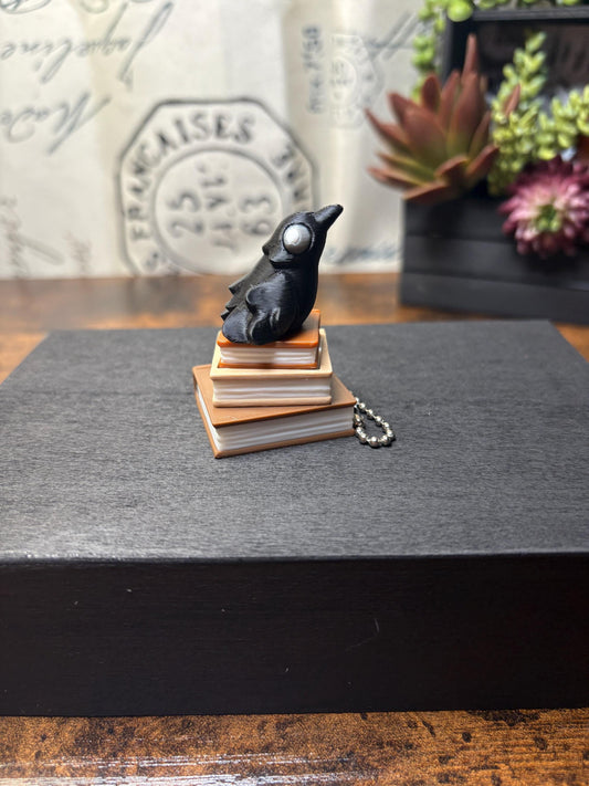 Custom Built "Dark Academia" Fidget Clicker - Book Stack with Skull & Raven!