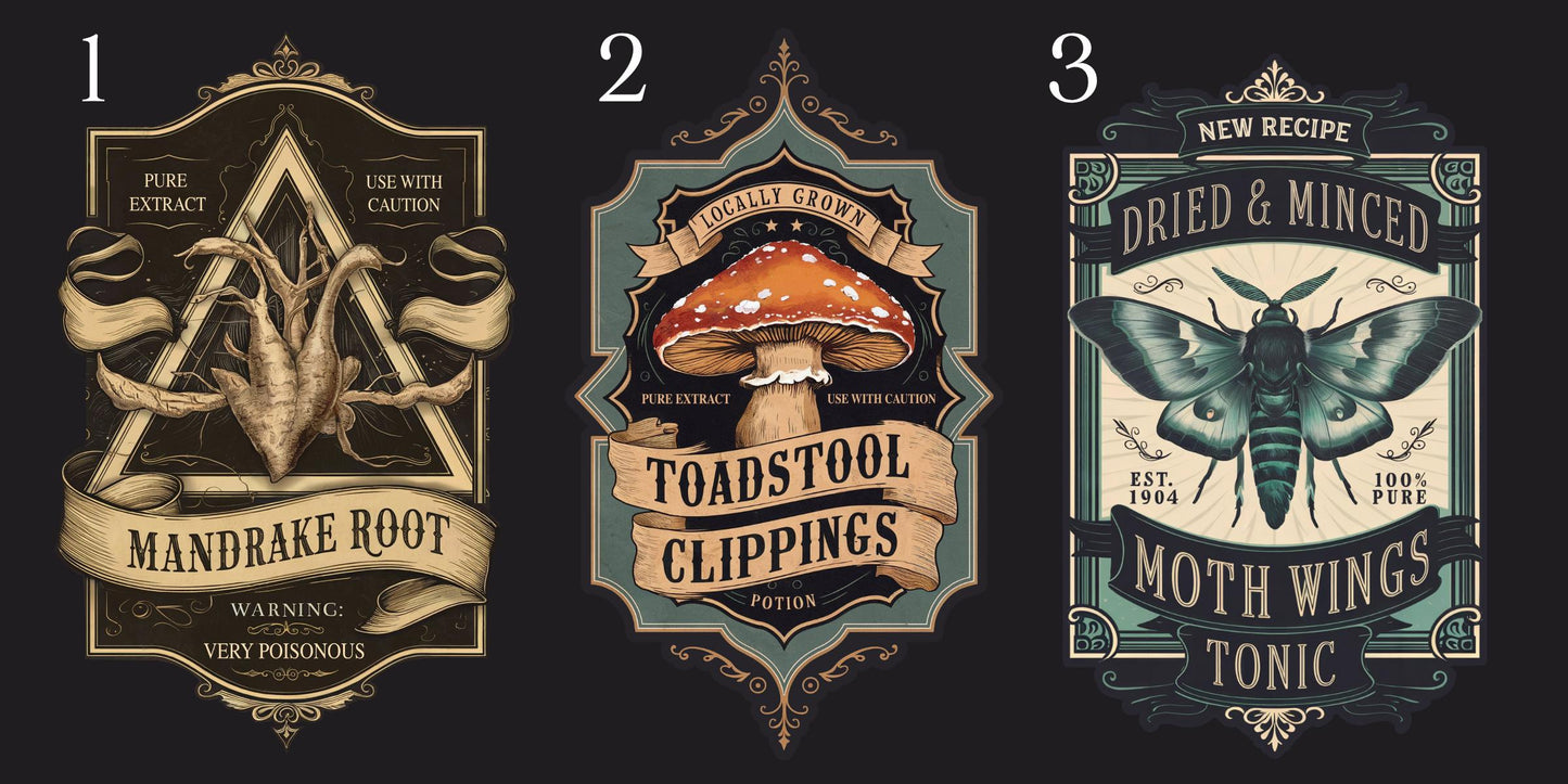 Large Apothecary Label Stickers | Bottle Labels for Potions | Halloween Stickers