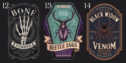 Large Apothecary Label Stickers | Bottle Labels for Potions | Halloween Stickers