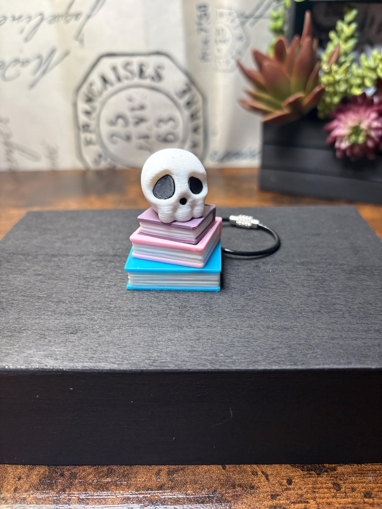 Custom Built "Dark Academia" Fidget Clicker - Book Stack with Skull & Raven!